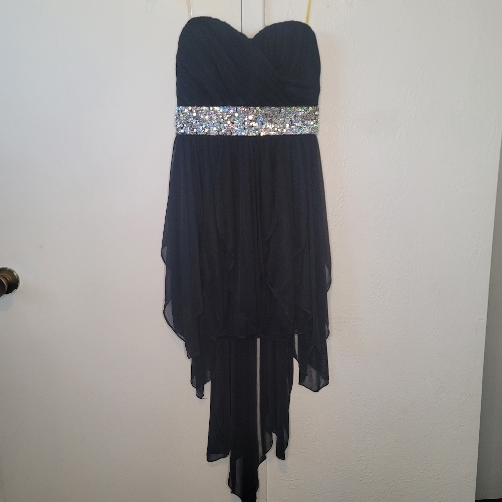 My Michelle Black Chiffon High Low Dress